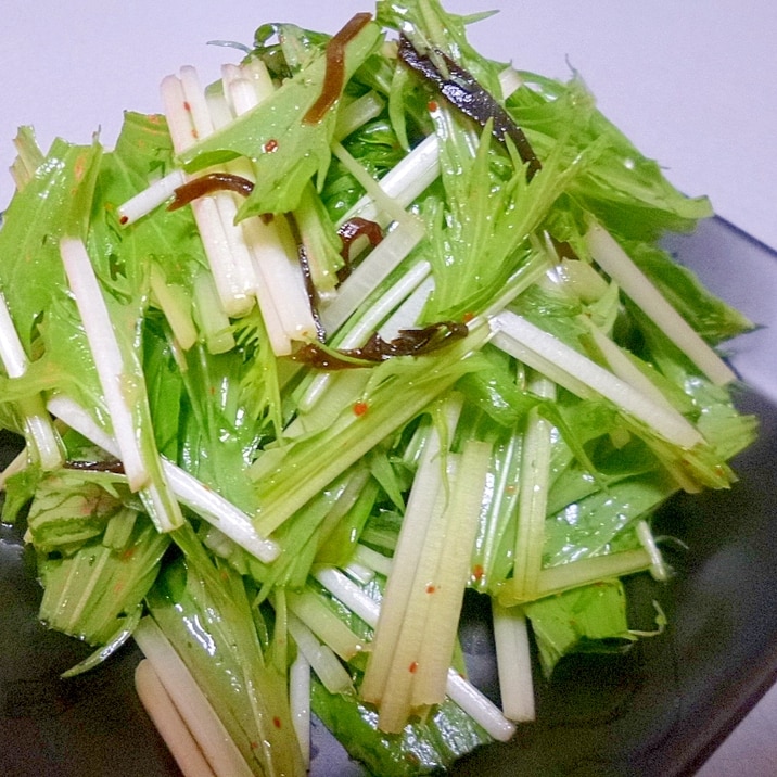かんたん 混ぜるだけ 水菜と塩昆布のおつまみ レシピ 作り方 By みずたまsweet 楽天レシピ